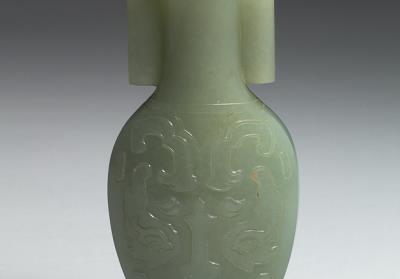 图片[2]-Jade vase with animal-mask pattern and tubular handles, Qing dynasty (1644-1911)-China Archive